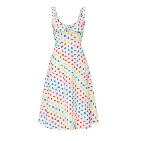 Color Me Courtney Dipping Dots Coco Dress Womens US 6 Bright White Multi Retro - Picture 1 of 15